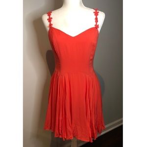 Gorgeous coral red dress w/floral cutout straps